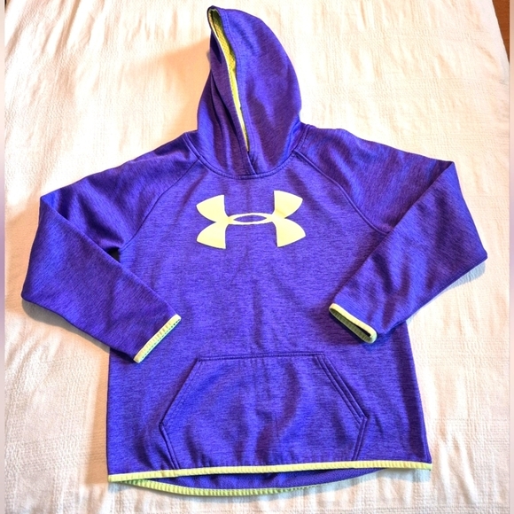 Under Armour Other - Under Armour girls size large purple & lime hoodie no tags pouch pocket
